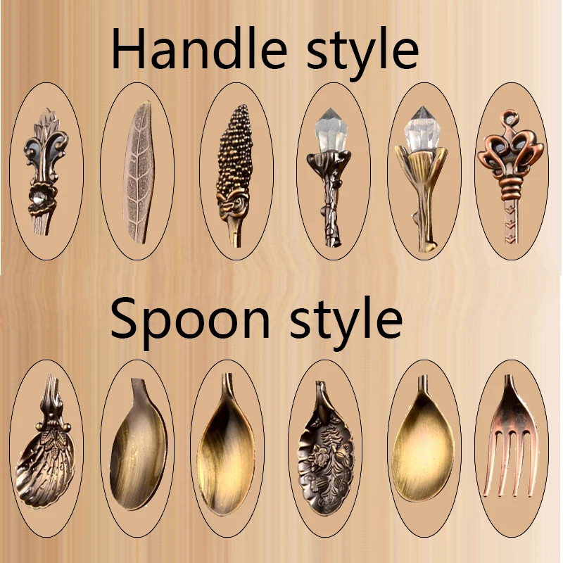 6 Pcs/Set Spoon Coffee Spoon Set Vintage Table Spoon Antique Tea Spoons Coffee Royal Style Metal Carved Fork Tablespoons