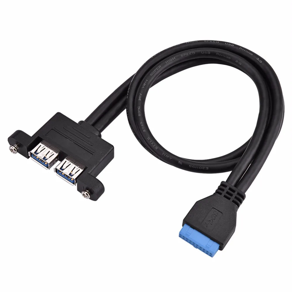 Двухпортовый USB 3,0 A женский винт Панель Крепление на 20 контактный разъем материнская плата плоский кабель адаптер Горячая Распродажа