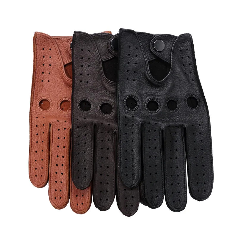 Высокое качество Мужские Новые горячие продажи оленьей кожи перчатки четыре сезона мода вождения натуральная кожа полный палец перчатки мужские AM032-5