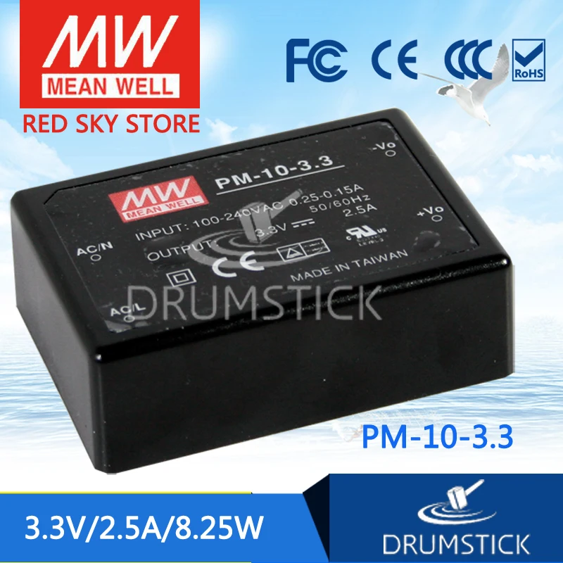

MEAN WELL PM-10-3.3 3.3V 2.5A meanwell PM-10 3.3V 8.25W Switching Power Supply [Real6]