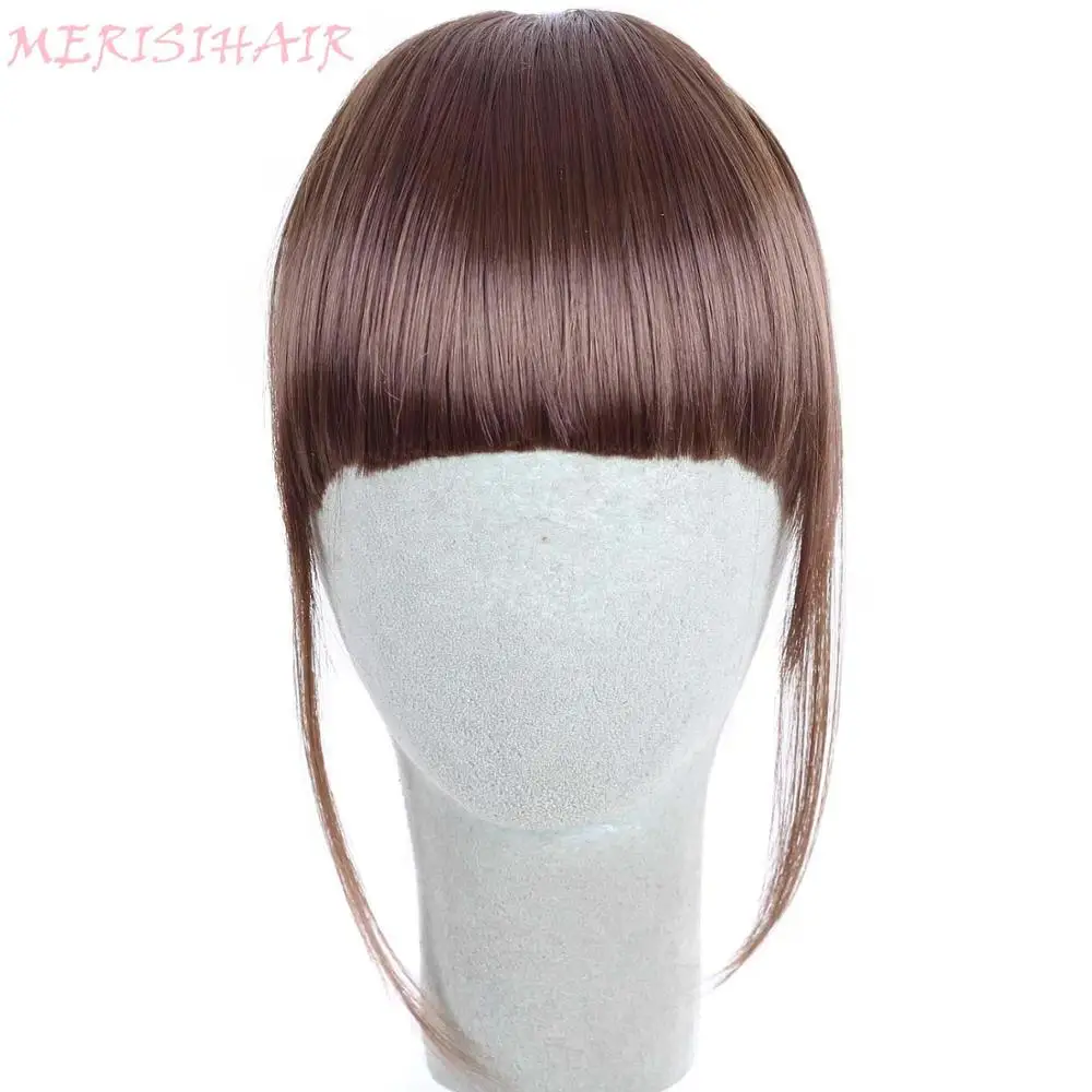 

MERISI HAIR 8 Color Clip In Hair Bangs Hairpiece Synthetic Fake Bangs Hair Piece Clip In Hair Extensions
