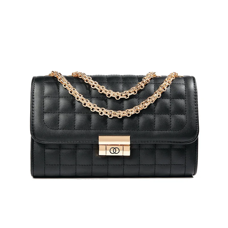 

2019 PU Leather Women Messenger Bag Plaid Lady High Capacity Crossbody Bag Chain Trendy Candy Color Small Flap Shopping Handbag