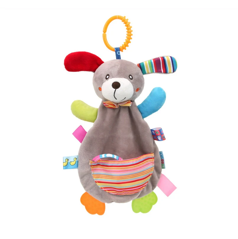 Милые детские погремушки-животные игрушки 0-12 месяцев музыка колокол ребенка мобильный прогулочная коляска игрушки для новорожденных образовательный Прорезыватель игрушки подарок - Цвет: Dog towel