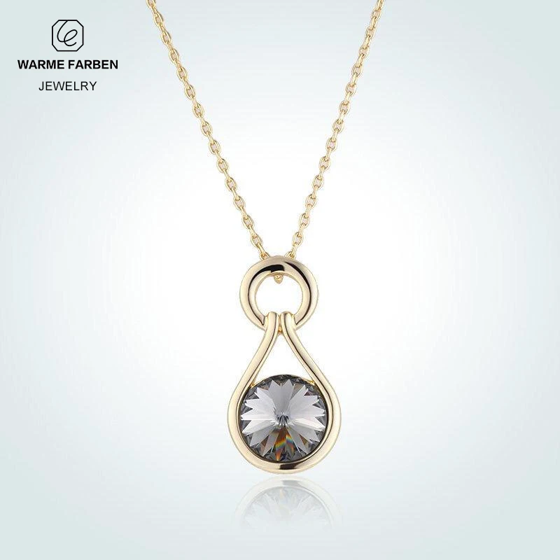 

Warme Farben Crystal from SWAROVSKI Women's Pendants Necklaces Black Bohemia Round Solitaire Zircon Necklace Jewelry for Lady