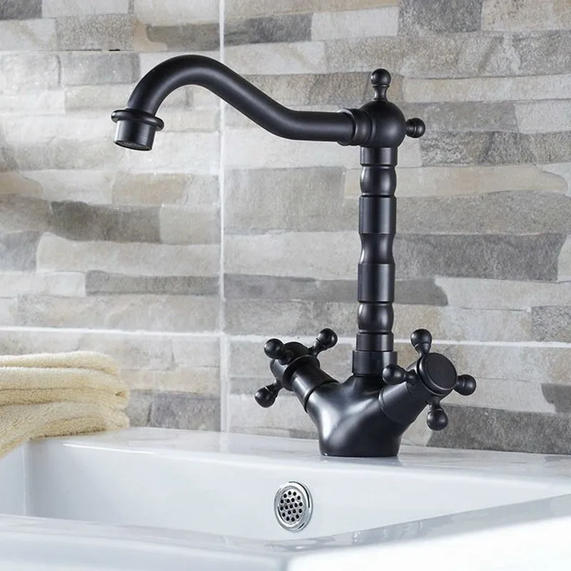 Luxury Oil Rubbed Bronze Dual Cross Handles Swivel Kitchen Bathroom Sink Basin Faucet Mixer Taps ahg010
