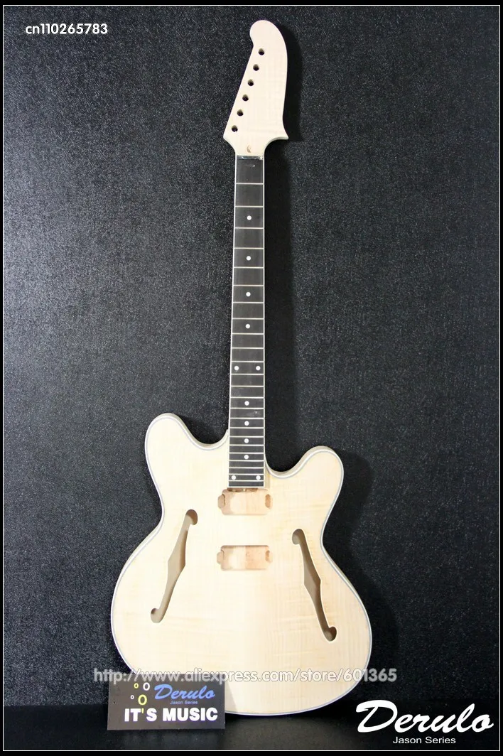 

DIY Electric Guitar Kit Set-In Neck Hollowbody Flamed Maple Veneer MX-103