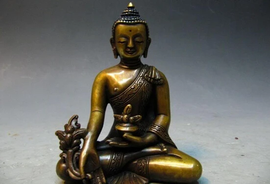 

song voge gem S0206 Nepal Buddhism 100% Bronze Copper refined Carved Sit Sakyamuni Buddha Statue