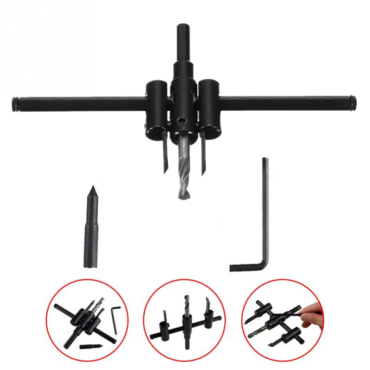 

Doersupp 30-200mm/30-300mm Adjustable Drill Bit Hole Saw DIY Tool Kit Wood Circle Cutter Power Rotary Tool Accessories Multi