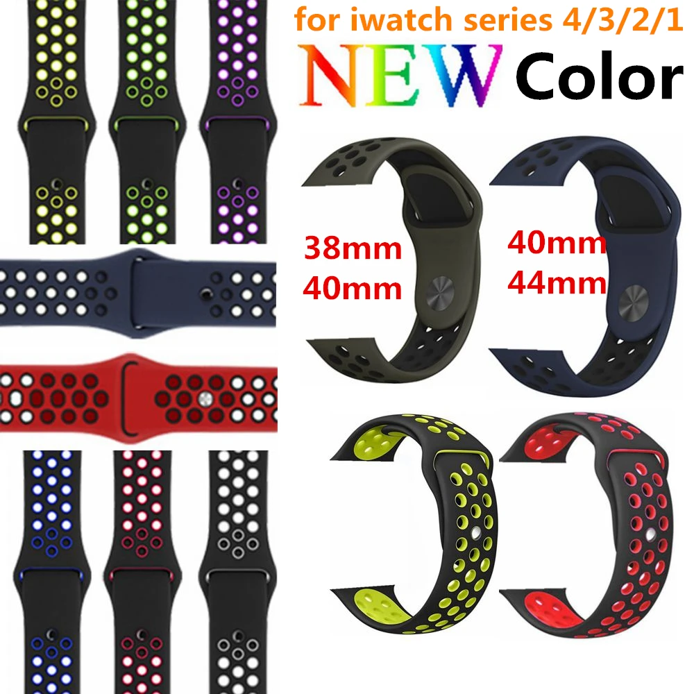 

Sport Silicone strap for Apple watch band 42mm 38mm bracelet wrist belt Rubber watchband for iwatch 4/3/2/1 40MM 44MM Band Strap