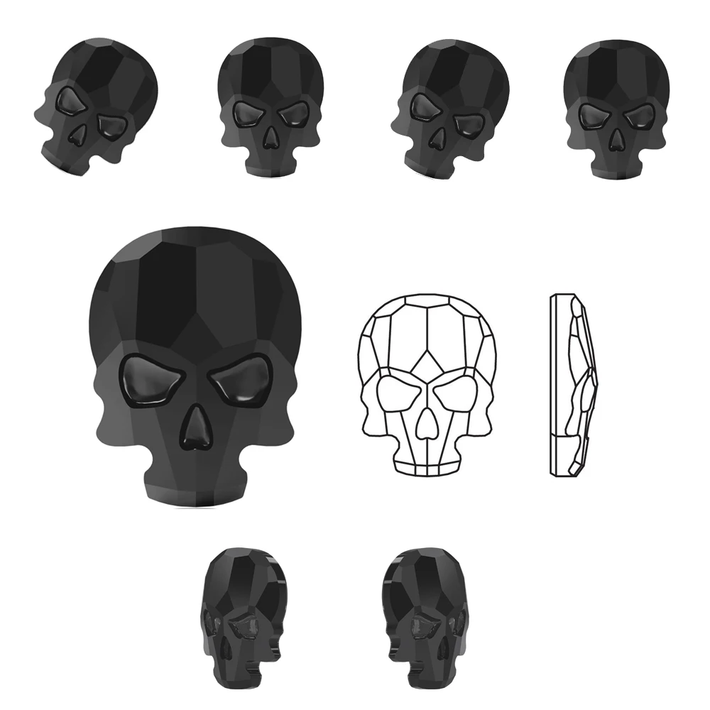 

Swarovski Elements Skull (2856) Jet Black (280) ( No Hotfix or Hotfix ) Iron On ( 10mm , 14mm , 18mm ) Flat Back Rhinestones