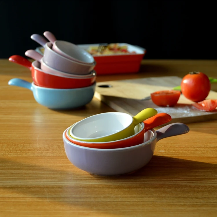 3 pcs set ceramic sauce dish with handle, saucer, color tableware