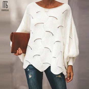 

Loose Type Solid Hollow Out Women Spring Autumn Sweater Fashionable Long Sleeve O Neck Knitted Pullover Comfy Soft Female Clothe