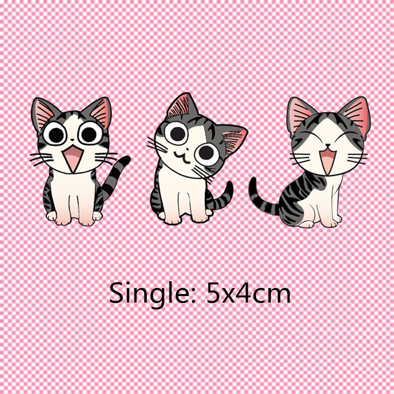 

Three Lovely Kitten Pet Cat Patch T-shirt Press Sticker Washable Iron On Transfers Patches For Kids Shirt Dress Coat