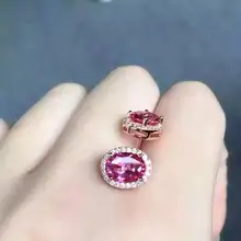 Серьги с натуральным топазом, 925 серебро, натуральный розовый драгоценный камень, женские классические элегантные серьги ruond для помолвки