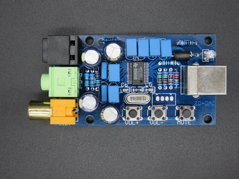 PCM2704 USB DAC декодер, компьютерная звуковая карта, с ЦАП, коаксиальное волокно, с регулятором громкости