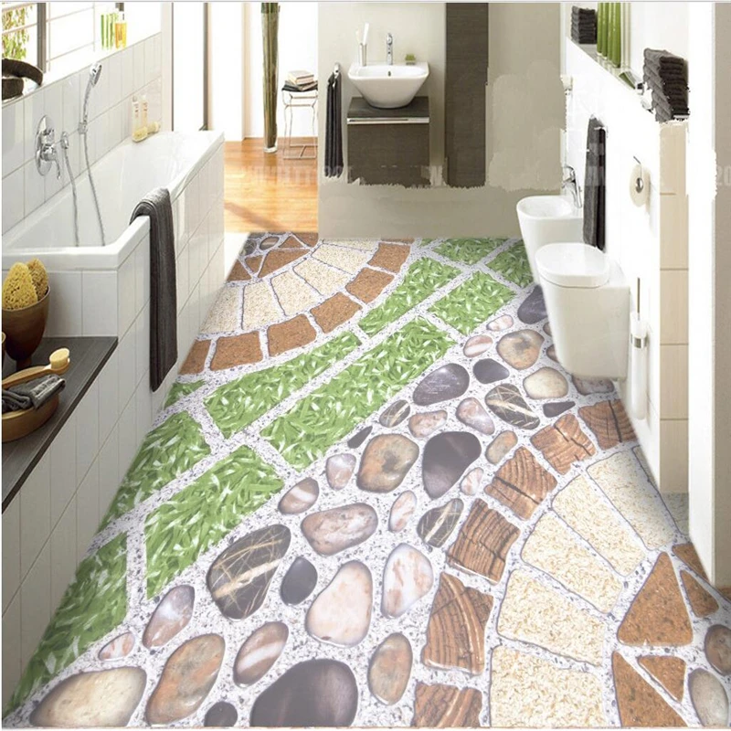 beibehang Large custom wallpaper wall murals fresh stone road floor
tiles parquet background wallpaper for walls 3 d