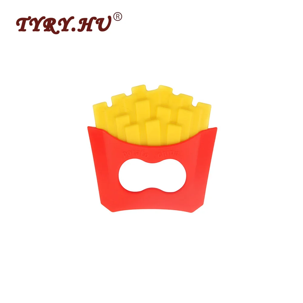 

TYRY.HU 1Pc Fries Baby Silicone Teether Necklace Pendant Food Grade BPA Free Baby Teethers Newborn Teething Gift For Baby