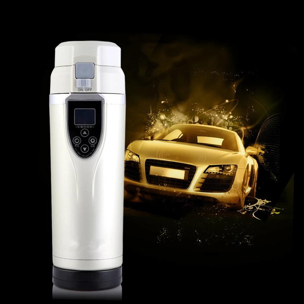 Smart Car Auto Heating Cup Stainless Steel Travel Heated Mug Bottle Water Milk Insulated Digital LCD temperature display 350ML
