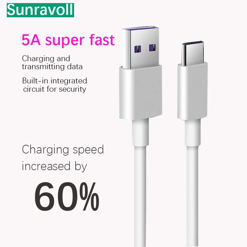 

USB Type C Cable 5A Fast Charging Type-c Data Cable for Xiaomi mi 9 huawei Samsung Oneplus 7 Pro Mobile Phone