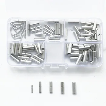 

100PCS Non Insulated Rolled Butt Crimp Connectors Terminal kit for 26-10 AWG Gauge Electrical Wire Cable Connection