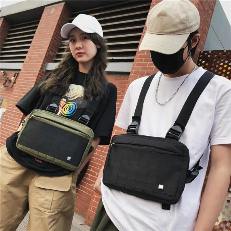 Мужская нагрудная сумка в стиле хип-хоп Уличная функциональная нагрудная сумка через плечо Женская Мужская Уличная сумка для альпинизма нагрудная сумка