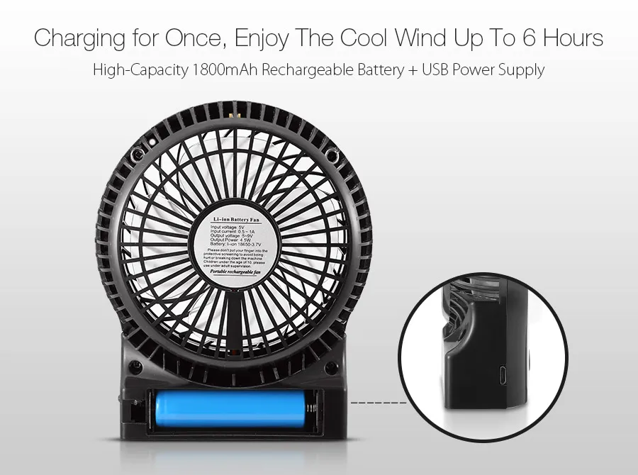 Digoo DF-002 4 Inch Portable Rechargeable Multifunctional USB Cooling Fan for Desktop Notebook Laptop