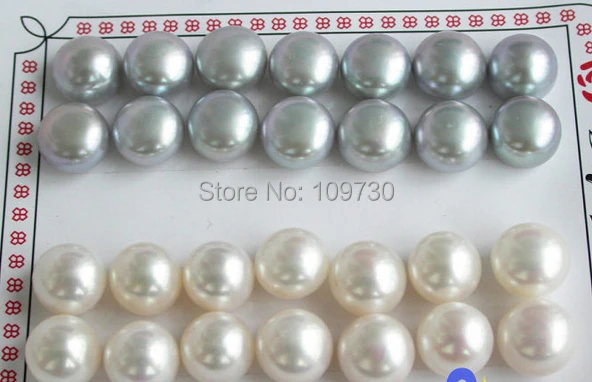 

Jewelry 00171 wholesale 14pair white gray ROUND FRESHWATER PEAR