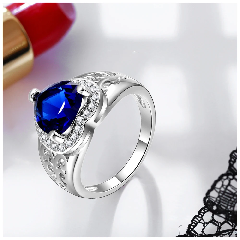 New standard sterling silver 925 Love Sapphire ring personalized gemstone ring Party Trendy