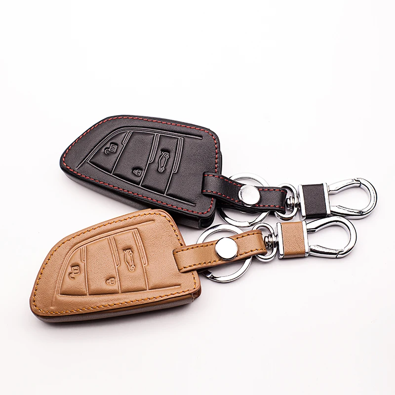 Новейший кожаный чехол для ключей BMW F20 F30 X3 X5 X6 X7 E34 E36 E90 3 кнопочный умный защитный
