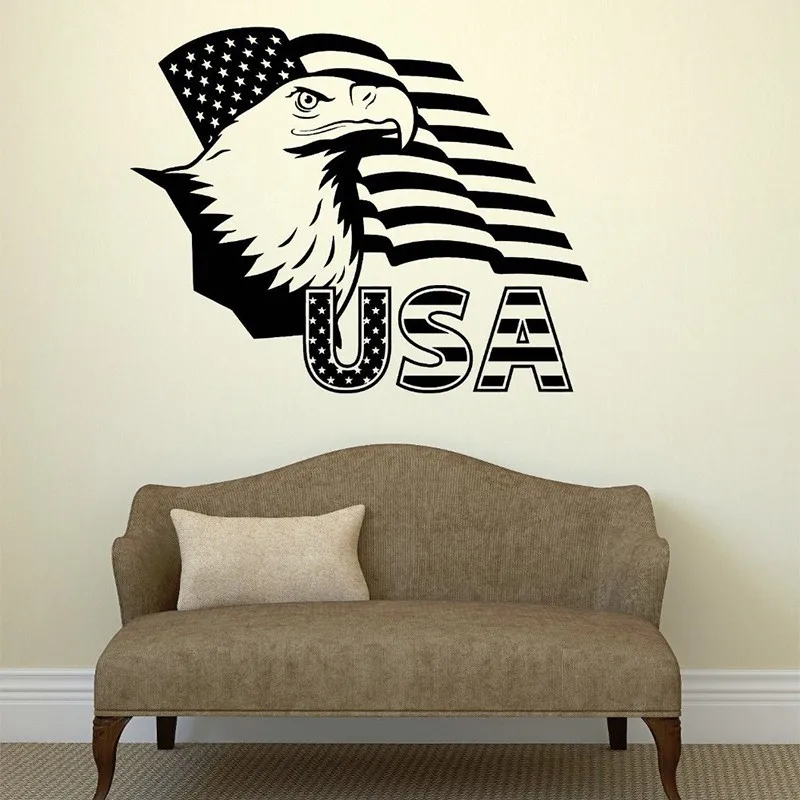 USA Flag Map Wall Sticker United States Of America Eagle Symbor USA Pvc