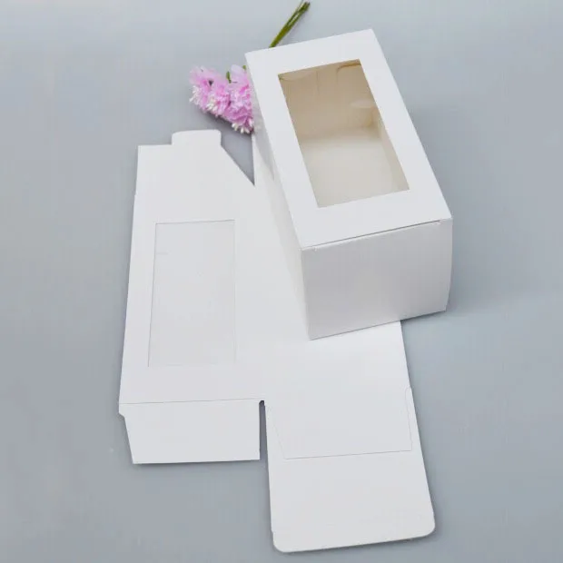 9 Sizes White Paper Gift Box with PVC window for packaging ,rectangle