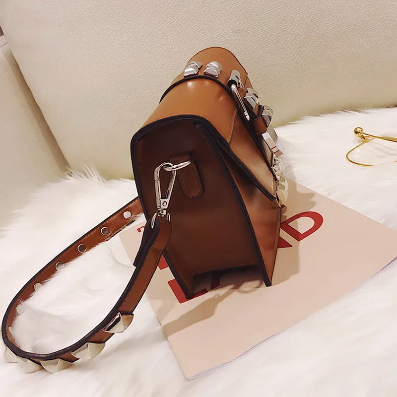 DIINOVIVO модная роскошная женская сумка в стиле панк, металлическая сумка на плечо с заклепками, дизайнерская женская сумочка, маленькие черные сумки, сумка-мессенджер WHDV0920