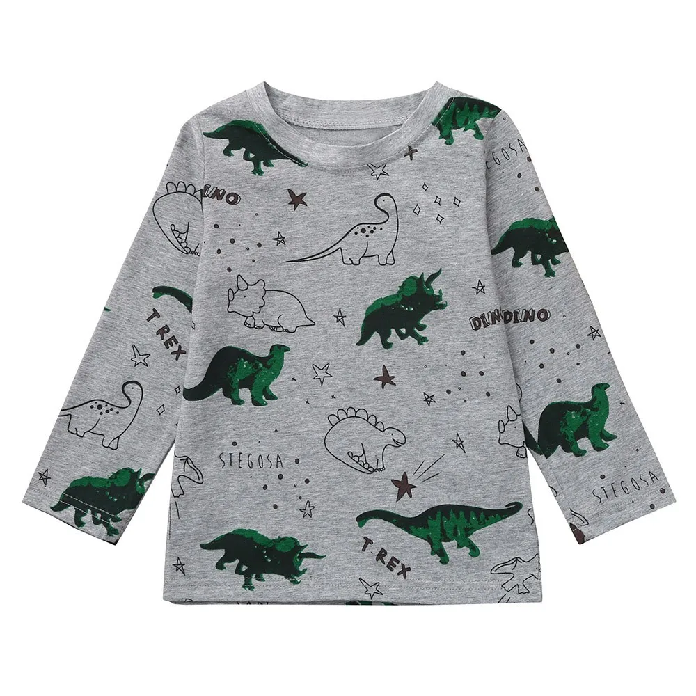 

Children Boys Girls Long Sleeves Cartoon Dinosaur Printed T-shirt Top Clothes Funny girls t shirts baby boy long sleeve tops New