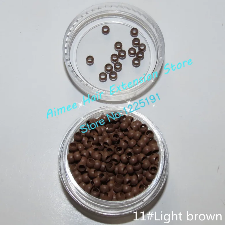 

Free shipping1000pcs/bottle 2.5mm Light brown nano ring the smallest silicone nano bead for nano tip hair 8color