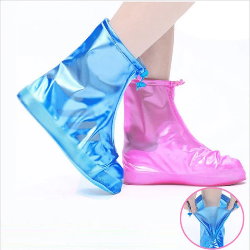 

Rainproof Women Shoes Covers for Rain Flats Ankle Boots Cover PVC Reusable Non-slip Cover for Shoes With Zipper Rain Boot