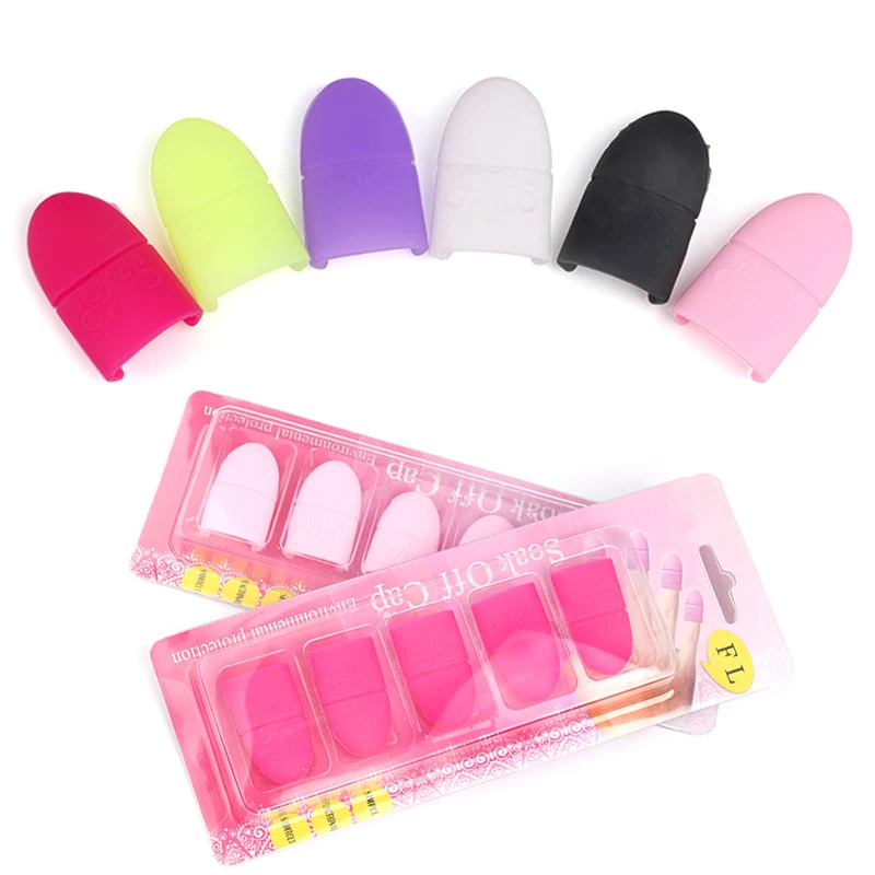 

5 tips set Silicon Soak Off Cap for Nail Art UV Gel Polish Remover Manicure Tool Silica Gel Soaker Caps Kit NCK