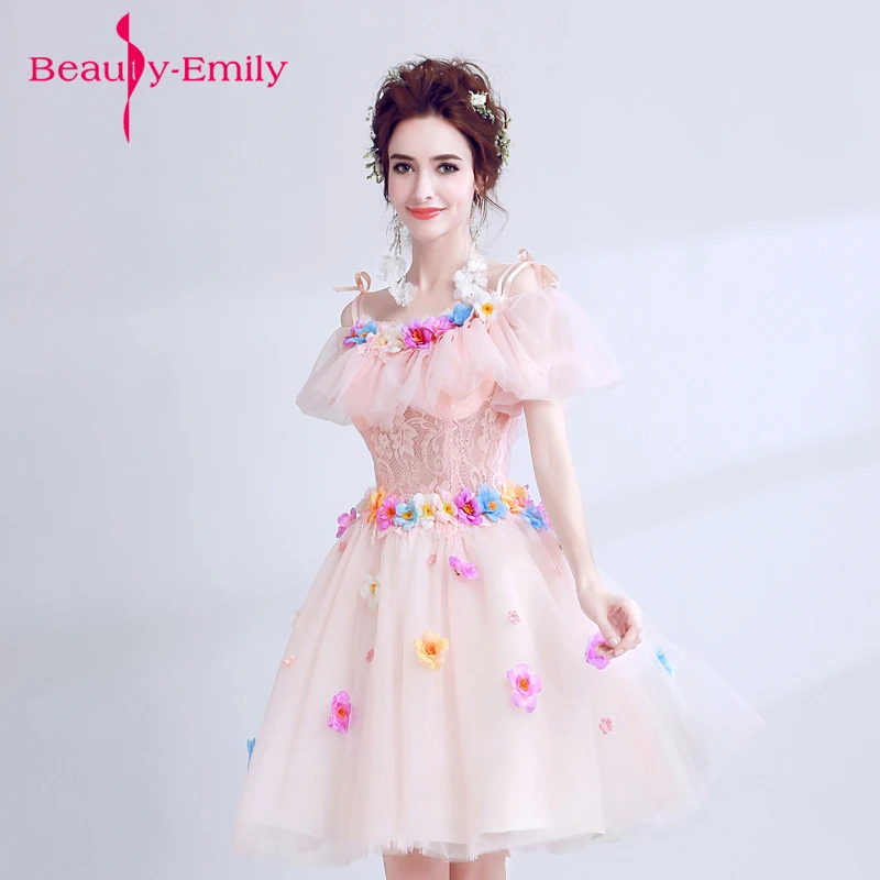Beauty Emily Appliques and pearls beaded Short graduation Evening Dress 2018 Women prom Gown short evening Party Dresses Vestido