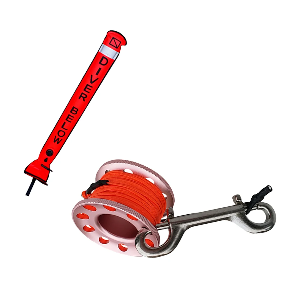 Scuba Diving SMB Surface Marker Buoy Signal Tube With Dive Reel Spool Dive Buoy Underwater Dive Gear Equipment Snorkeling Diver