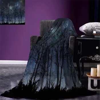 

Night Sky Blanket Deep Spooky Forest Branches Cosmos Galaxy Stars Clusters Astronomy View Warm Microfiber Blankets for Beds