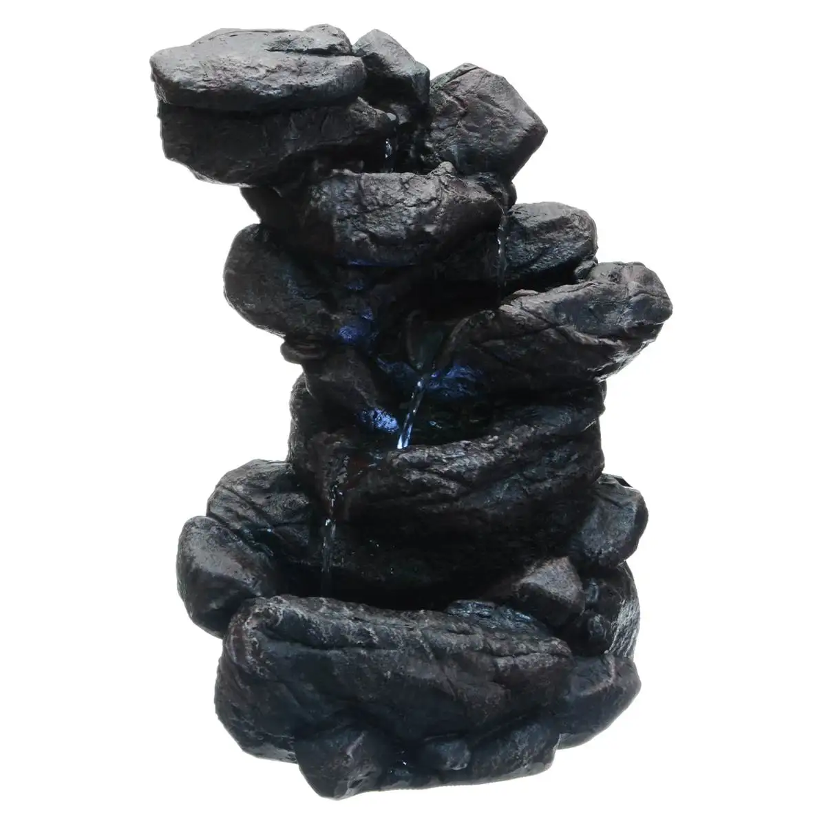 

17x24x35cm Home Indoor Decoration 6-Tier Tabletop Fountain Resin Mountain Waterfall With Multicolor LED Lights