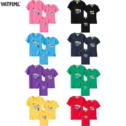 Yatfiml Новинка 2017 для мамы и дочки Семейные комплекты для маленьких девочек одинаковые комплекты для семьи модные футболки папа мама и я
