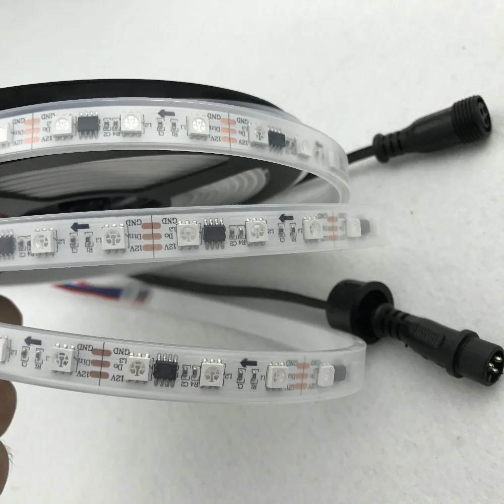 

IP66 full color waterproof in the tube;5m DC12V WS2811 60LEDs (20pixes/m) WHITE PCB led digital strip;with 0.2m 13.5m pigtails