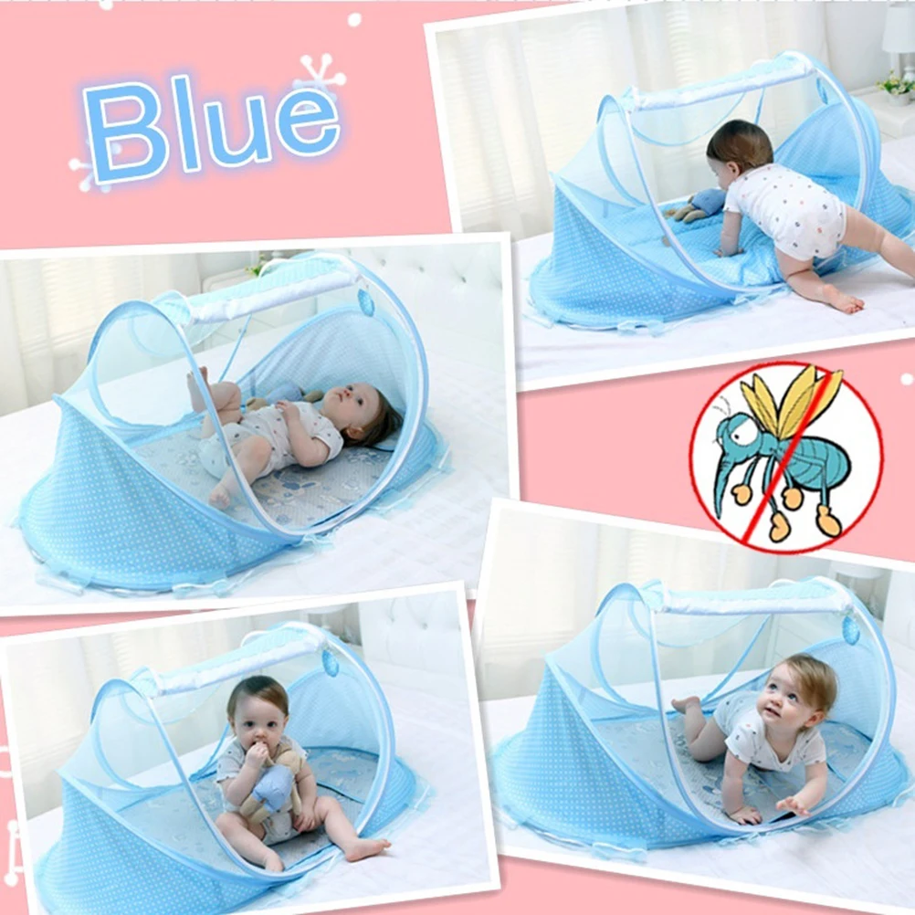 Переносная складная детская кровать, москитная сетка, полиэстер, для новорожденного, кровать для сна, для путешествий, сетка, Игровая палатка, для детей, портативная детская кровать-40