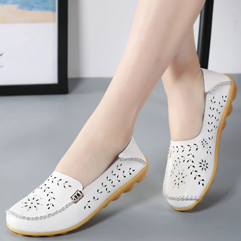 

Genuine Leather Shoes Women Ballet Flats Summer Loafers Flat Shoes Ladies Moccasins Slip On Casual Ballerina Zapatos Mujer Size