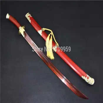 

Red wood Saya Chinese Qing Dynasty Type Dao Sword Sharp Red Folded Steel Blade Vintage Home Decoration Gift Knife Swords