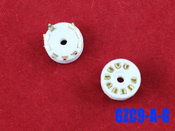 

25Pcs new 9pin gold plated PCB tube GZC9-A-G sockets ceramic base 12AX7B,12At7,El84,6N1,7025,6E2,12Au7