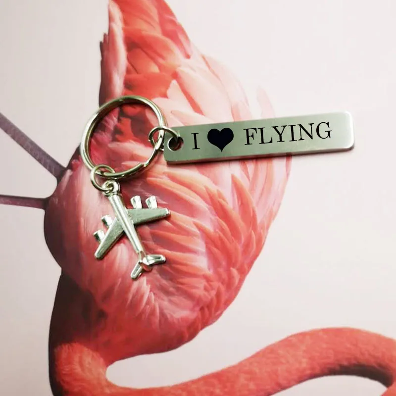 

Novelty I Love Flight Keychain Bijoux Keychains for Pilot Flight Attendant Key Tag Plane Pendant Key Fobs Key Ring Jewelry Gift