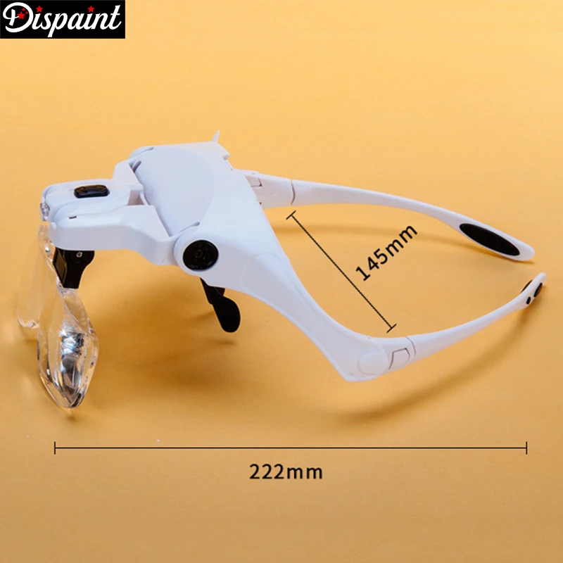 Koop Dispaint Diamant Schilderij Borduurwerk 1.0X 1.5X 2.0X 2.5X 3.5X Verstelbare 5 Lens Loep LED Light Hoofdband Vergrootglas Glas Lamp