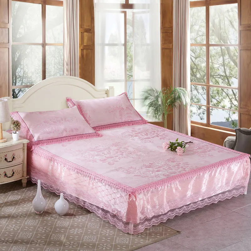 Lace bed skirts Viscose fiber mat kit bed protection pad (1bed mat +2