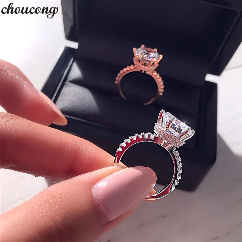 

choucong Dazzling Crown Promise Ring 925 sterling Silver 3ct AAAAA cz Engagement Wedding Band Rings For Women Party Jewelry